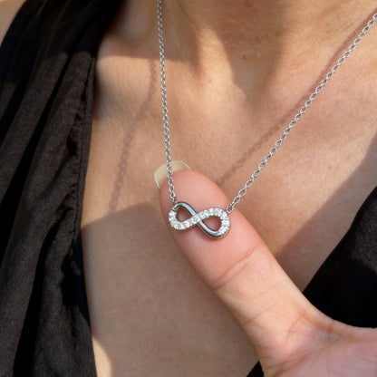 Silver Crystal Infinity Necklace
