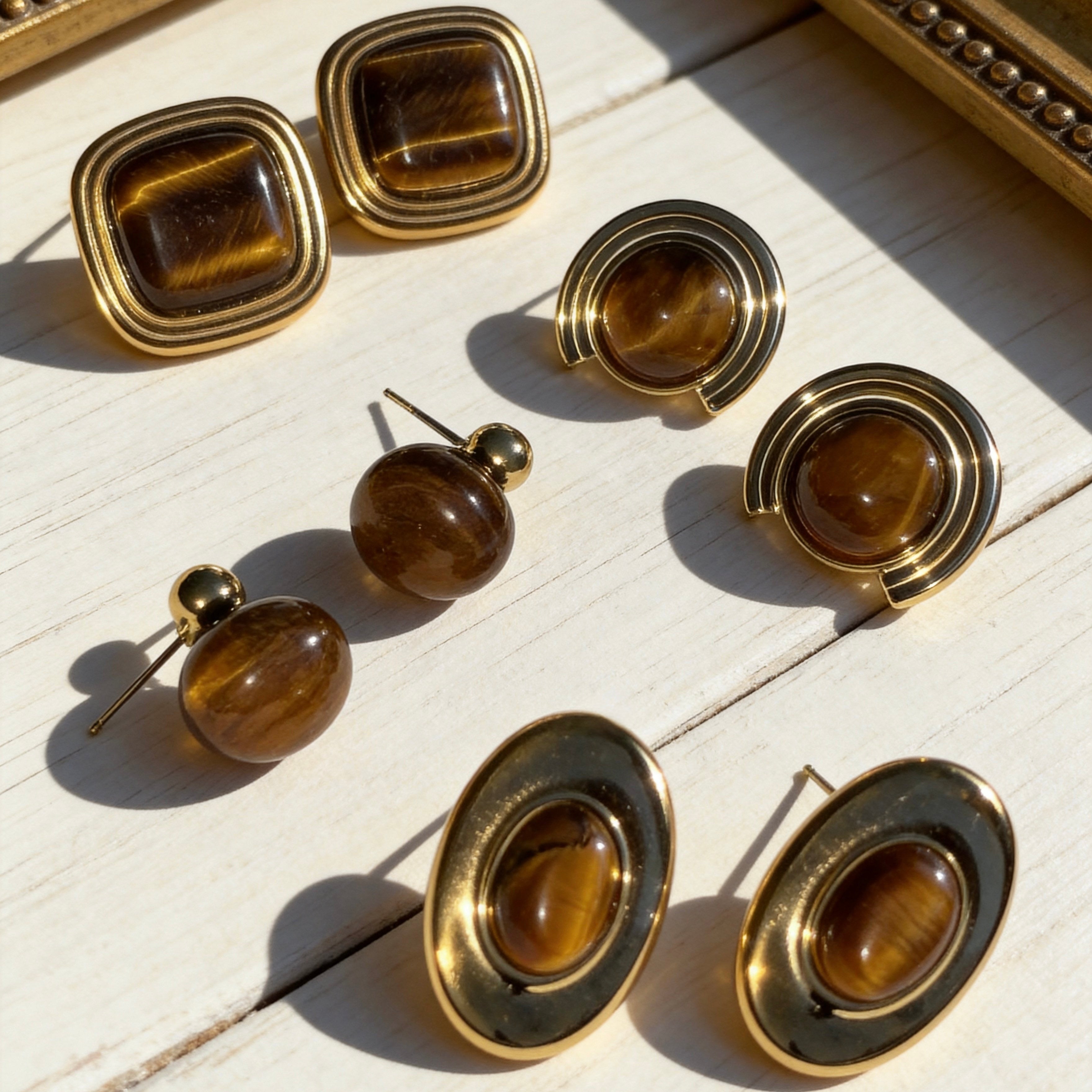 Tiger Eye Statement Earring Series