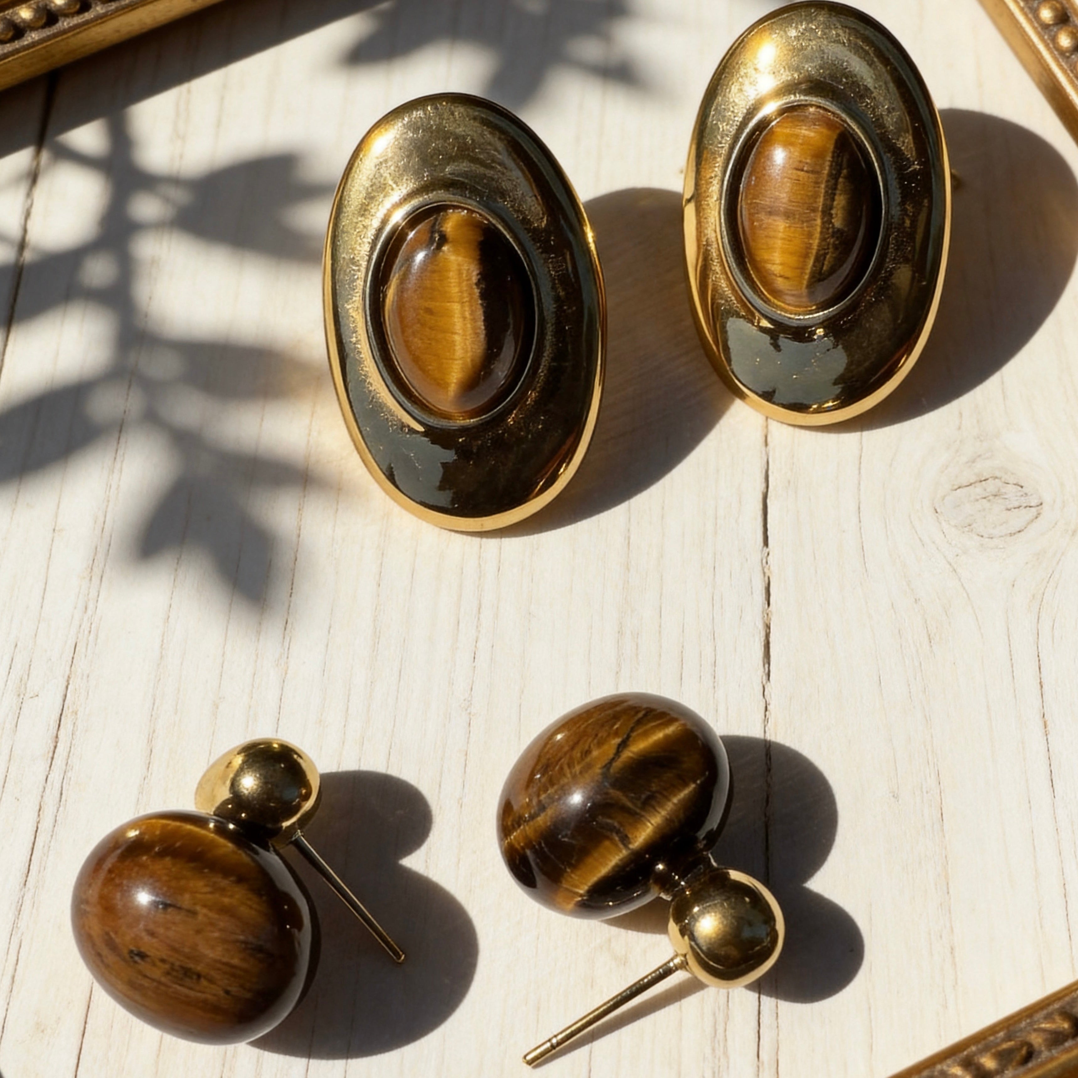 Tiger Eye Statement Earring Series