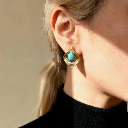 Matte Gold Turquoise Studs
