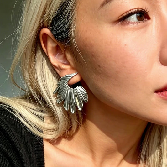 Sculptural Feather Statement Earrings