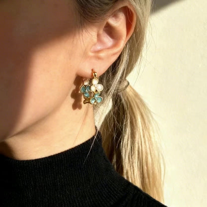 Floral Enamel Hoop Earrings
