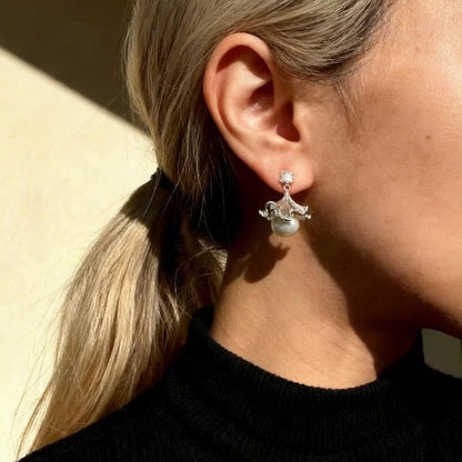 Ballet Skirt Pearl Drop Earrings