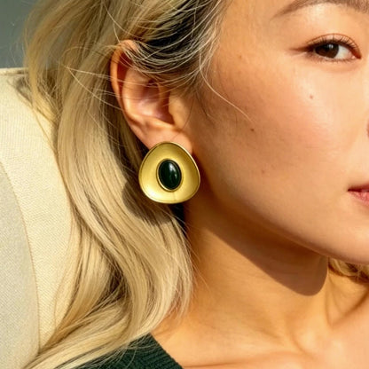 Green Stone Stud Earrings