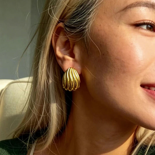 Ribbed Shell Stud Earrings