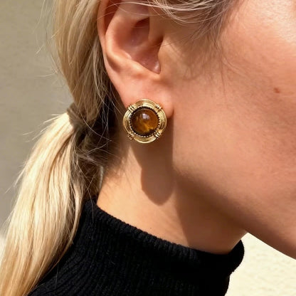 Tiger Eye Stud Earrings