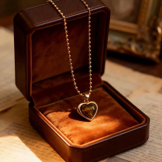 Tiger Eye Heart Pendant Necklace