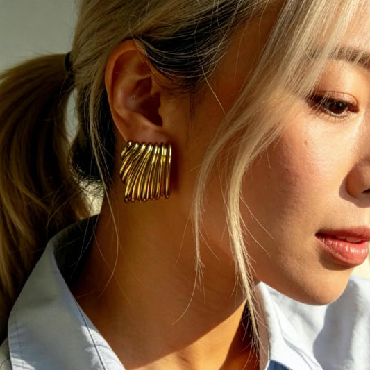 Textured Wave Stud Earrings