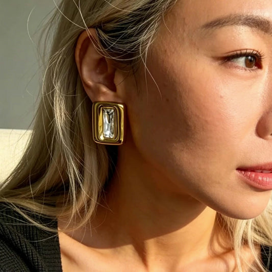 Baguette Crystal Stud Earrings
