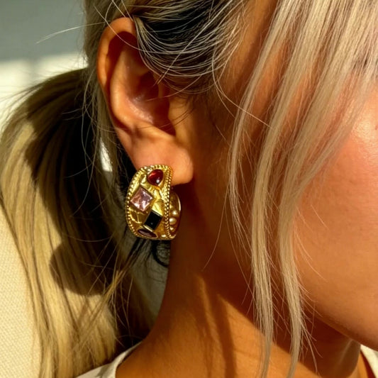 Color Gem Hoop Earrings