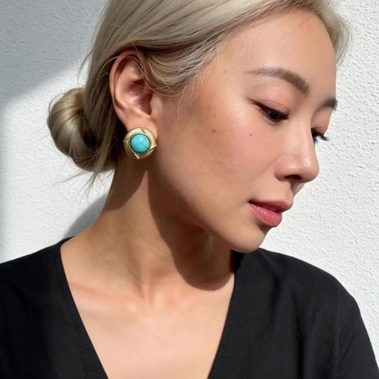 Turquoise Round Stud Earrings