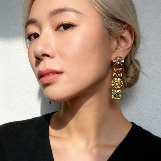 Vintage Multicolor Gem Drop Earrings