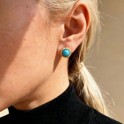 Turquoise Small Round Stud Earrings