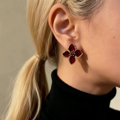 Burgundy Enamel Blossoms