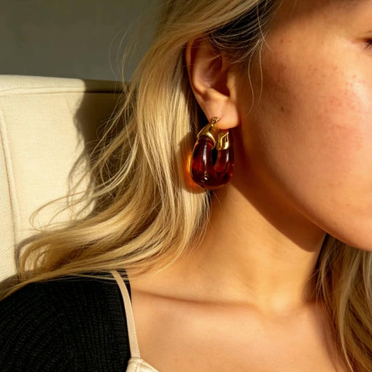 Amber Gold Hoop Earrings