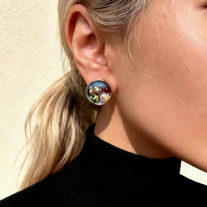 Artistic Floral Mixed Gem Earrings