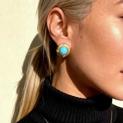 Turquoise Round Stud Earrings