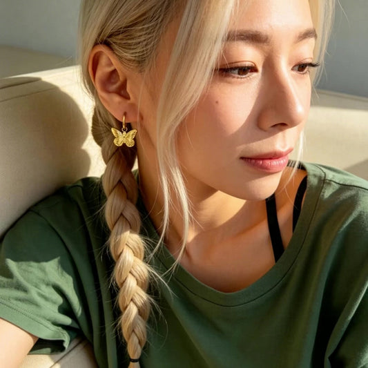 Gold Butterfly Hoop Earrings